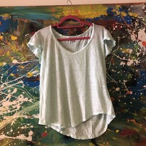 Anthropologie metallic aqua v-neck